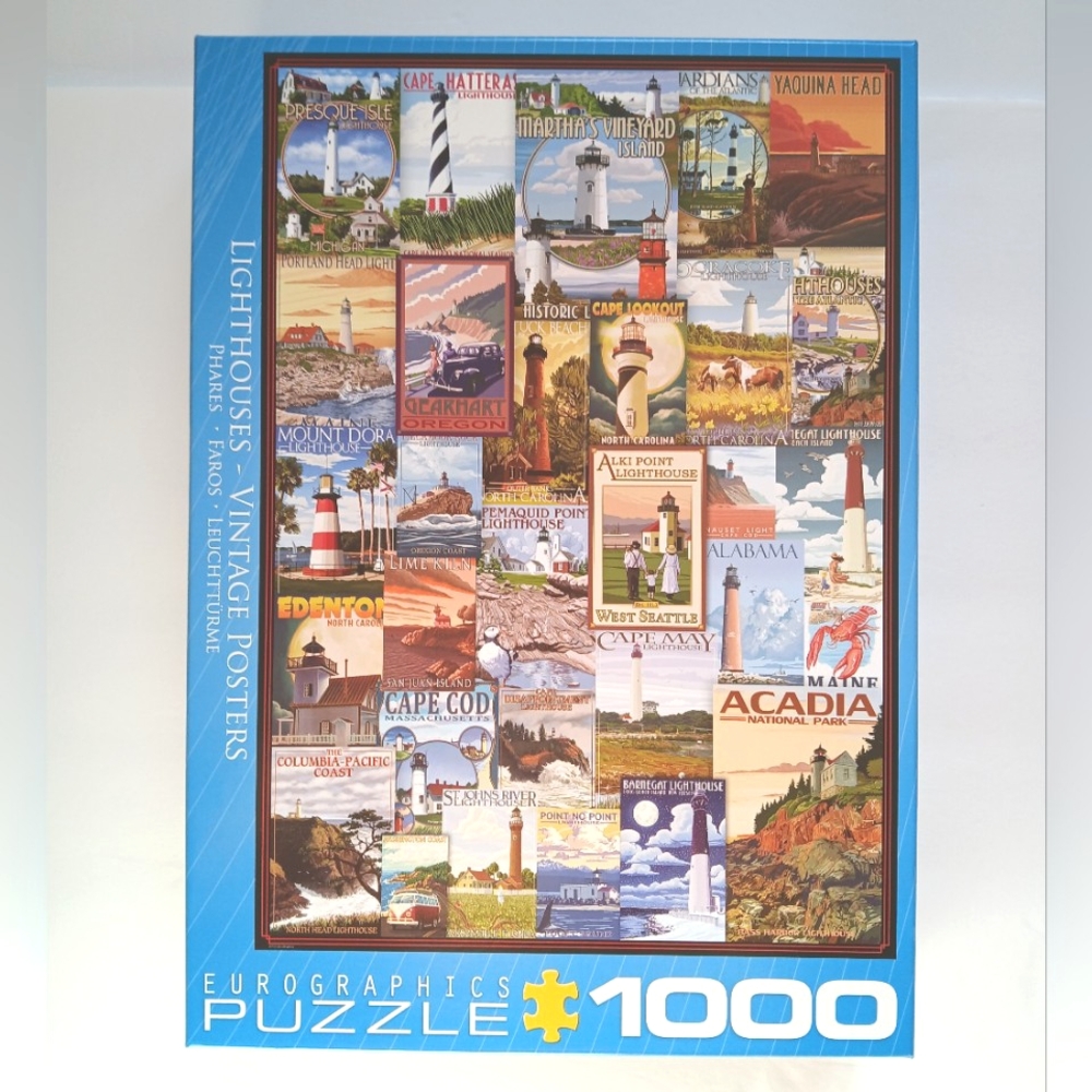 Lighthouses Vintage Posters 1000-piece puzzle by Eurographics